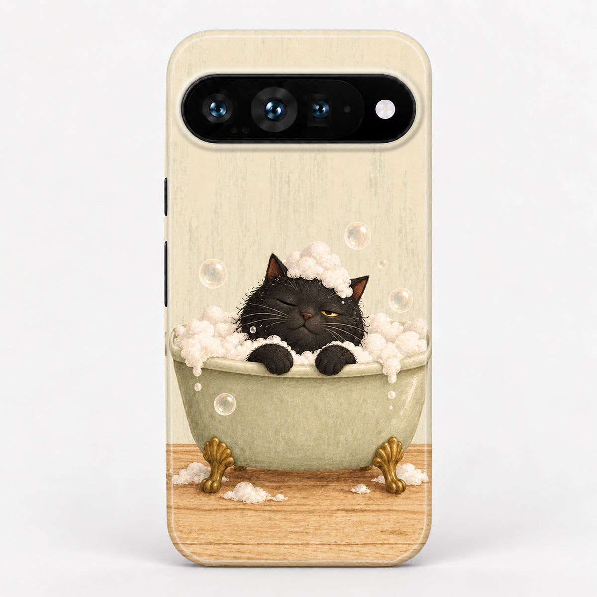 Bubble Bath Black Cat Google Pixel Case - centered back view