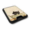 Bubble Bath Black Cat MagSafe Card Holder, angled view showing the thumb access opening
