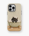 Bubble Bath Black Cat MagSafe iPhone Tough Case, rear view, iPhone11-16ProMax model image group