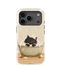 Bubble Bath Black Cat MagSafe iPhone Tough Case, rear view, iPhone17-18Pro model image group