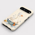 Bubble Bath Goose Google Pixel Case - flat angled view
