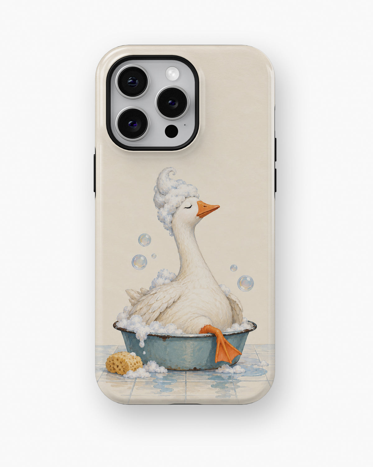 Bubble Bath Goose MagSafe iPhone Tough Case, rear view, iPhone11-16ProMax model image group
