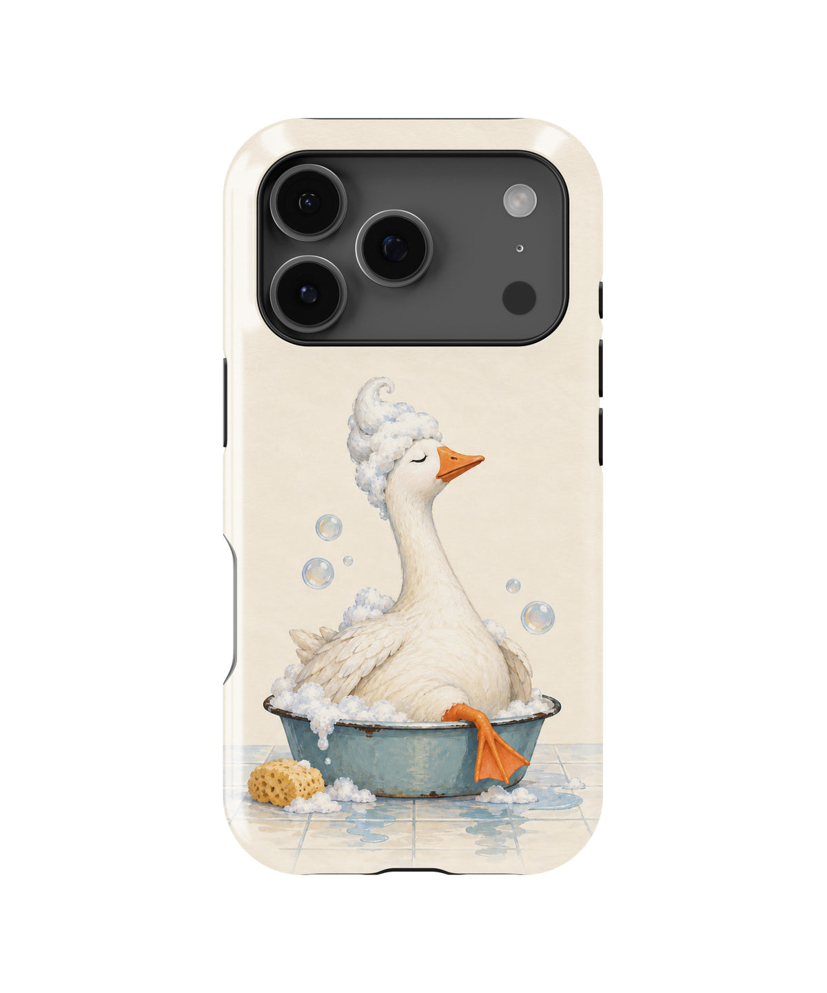 Bubble Bath Goose MagSafe iPhone Tough Case, rear view, iPhone17-18Pro model image group