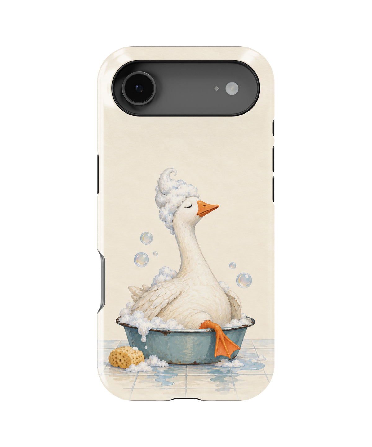 Bubble Bath Goose MagSafe iPhone Tough Case, rear view, iPhone17Air model image group