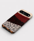 Burgundy Cream Abstract Animal Print Google Pixel case front view