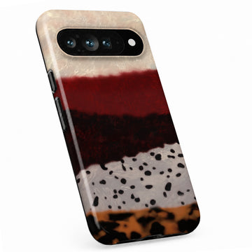 Burgundy Cream Abstract Animal Print Google Pixel case with animal-inspired markings