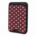 Burgundy Ivory Polka Dots MagSafe Card Holder - front view
