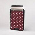 Burgundy Ivory Polka Dots MagSafe Card Holder - card storage view