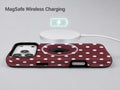 Burgundy Ivory Polka Dots MagSafe Loop iPhone Case - kickstand view
