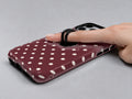 Burgundy Ivory Polka Dots MagSafe Loop iPhone Case - grip detail