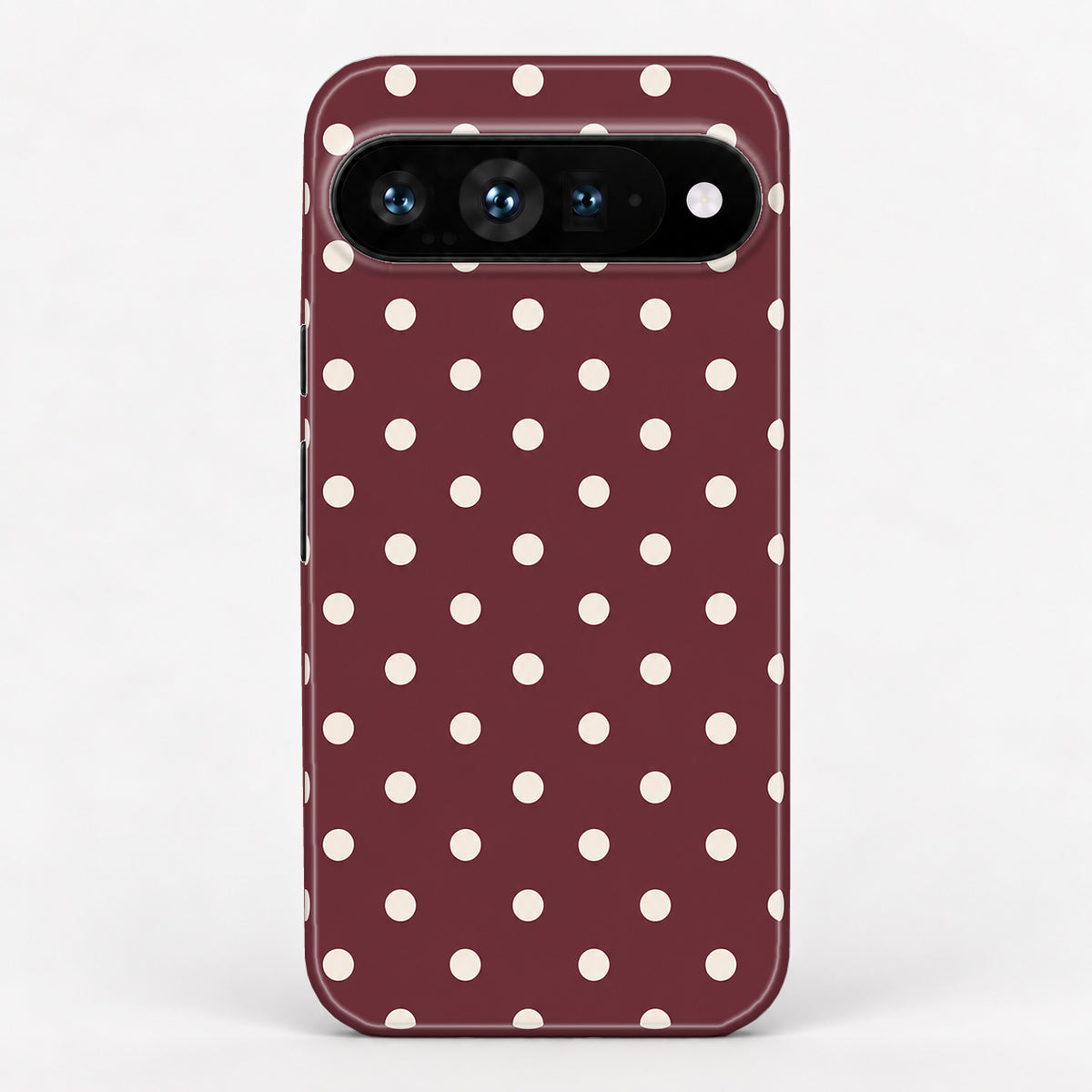 Burgundy Ivory Polka Dots Google Pixel Case - back view