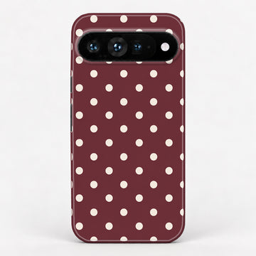 Burgundy Ivory Polka Dots Google Pixel Case - back view