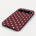 Burgundy Ivory Polka Dots Google Pixel Case - bottom angle