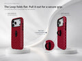 Burgundy Mini Polka Dot MagSafe Loop iPhone Case side view showing the built-in finger loop