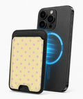 Butter Yellow Pink Polka Dots MagSafe Card Holder - side view