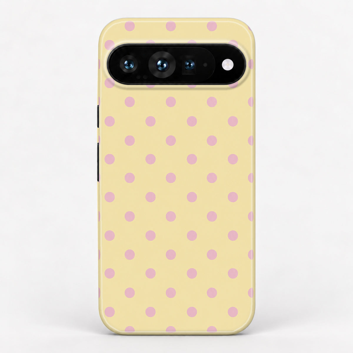 Butter Yellow Pink Polka Dots Google Pixel Case - back view
