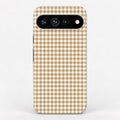 Caramel Brown and White Gingham Google Pixel Case - centered back view