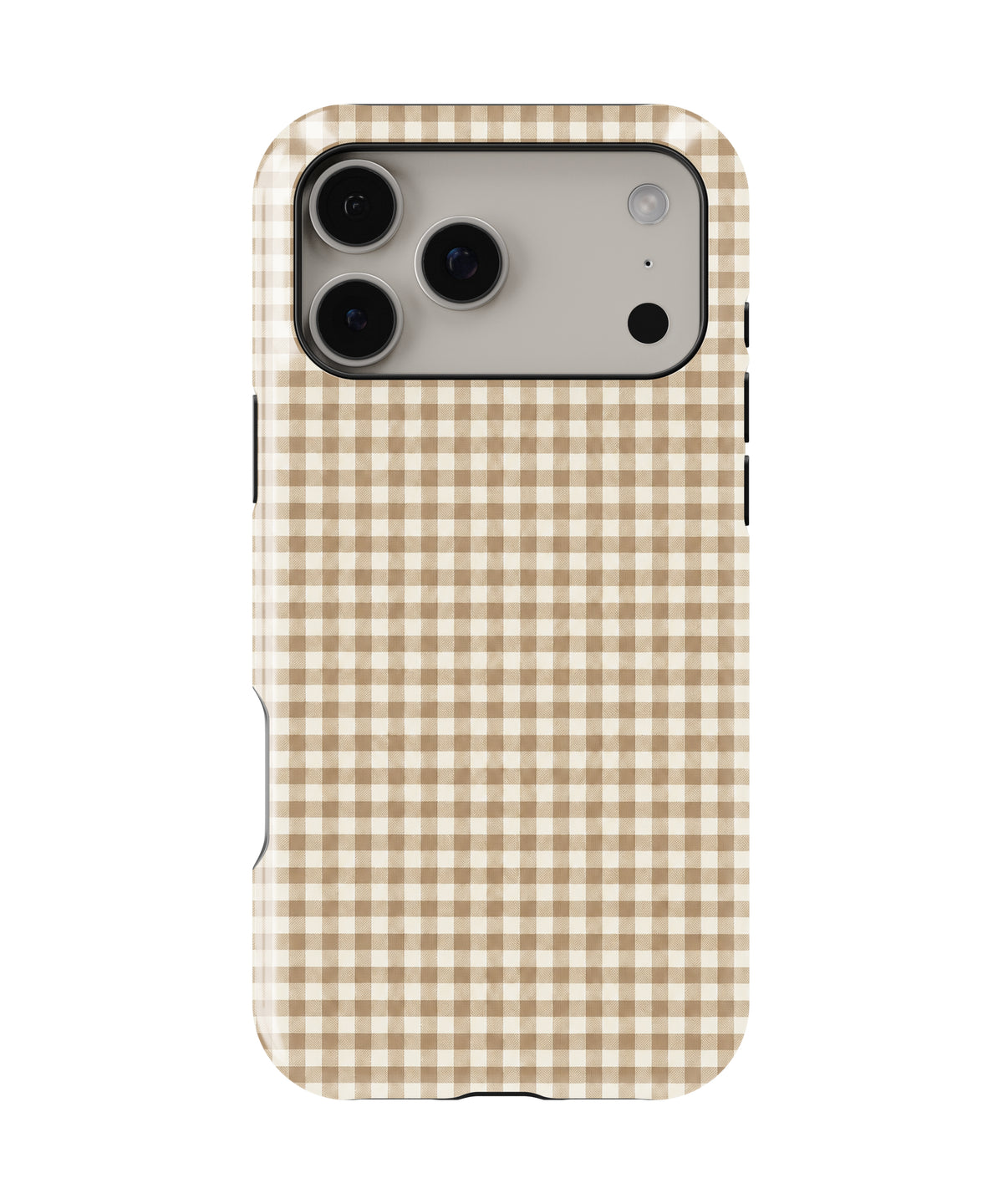 Caramel Brown and White Gingham MagSafe Tough Case – iPhone 18 Pro Max & iPhone 18 Pro | Custom Name