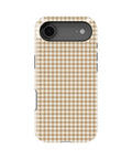 Caramel Brown and White Gingham MagSafe iPhone Tough Case, rear view, iPhone17Air model image group