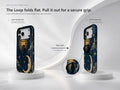 Celestial Sun and Moon MagSafe Loop iPhone Case side view showing the built-in finger loop