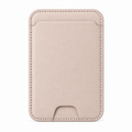 Champagne Beige MagSafe card holder front view showing textured finish and thumb notch
