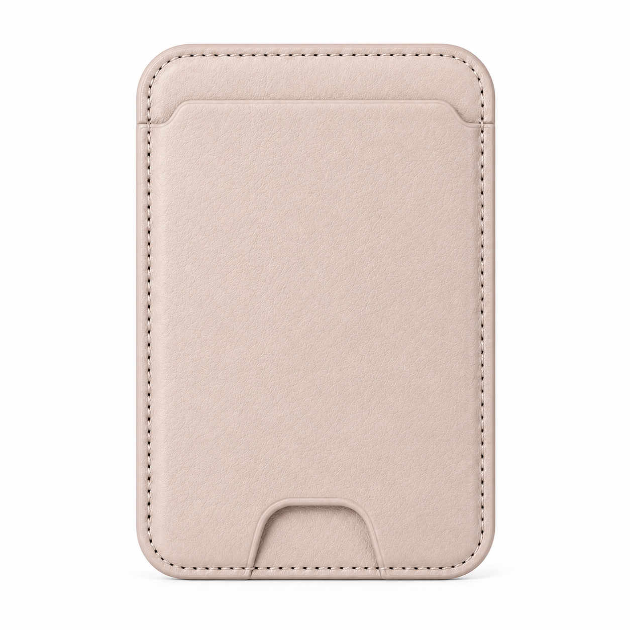 Champagne Beige MagSafe card holder front view showing textured finish and thumb notch