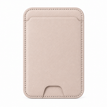 Champagne Beige MagSafe card holder front view showing textured finish and thumb notch