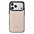 Champagne beige MagSafe flip wallet case personalized with the name Sophia