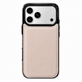 Champagne beige MagSafe flip wallet case for iPhone with double magnetic clasp