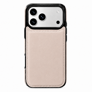 Champagne beige MagSafe flip wallet case for iPhone with double magnetic clasp