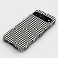 Charcoal Black and White Gingham Google Pixel Case - flat angled view