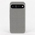 Charcoal Black and White Gingham Google Pixel Case - centered back view