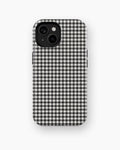 Charcoal Black and White Gingham MagSafe iPhone Tough Case, rear view, iPhone11-15 model image group