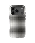 Charcoal Black and White Gingham MagSafe iPhone Tough Case, rear view, iPhone17-18Pro model image group