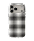 Charcoal Black and White Gingham MagSafe iPhone Tough Case, rear view, iPhone17-18ProMax model image group