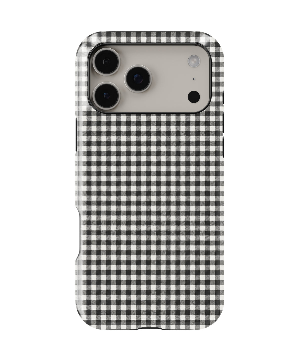 Charcoal Black and White Gingham MagSafe iPhone Tough Case, rear view, iPhone17-18ProMax model image group