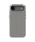 Charcoal Black and White Gingham MagSafe iPhone Tough Case, rear view, iPhone17Air model image group