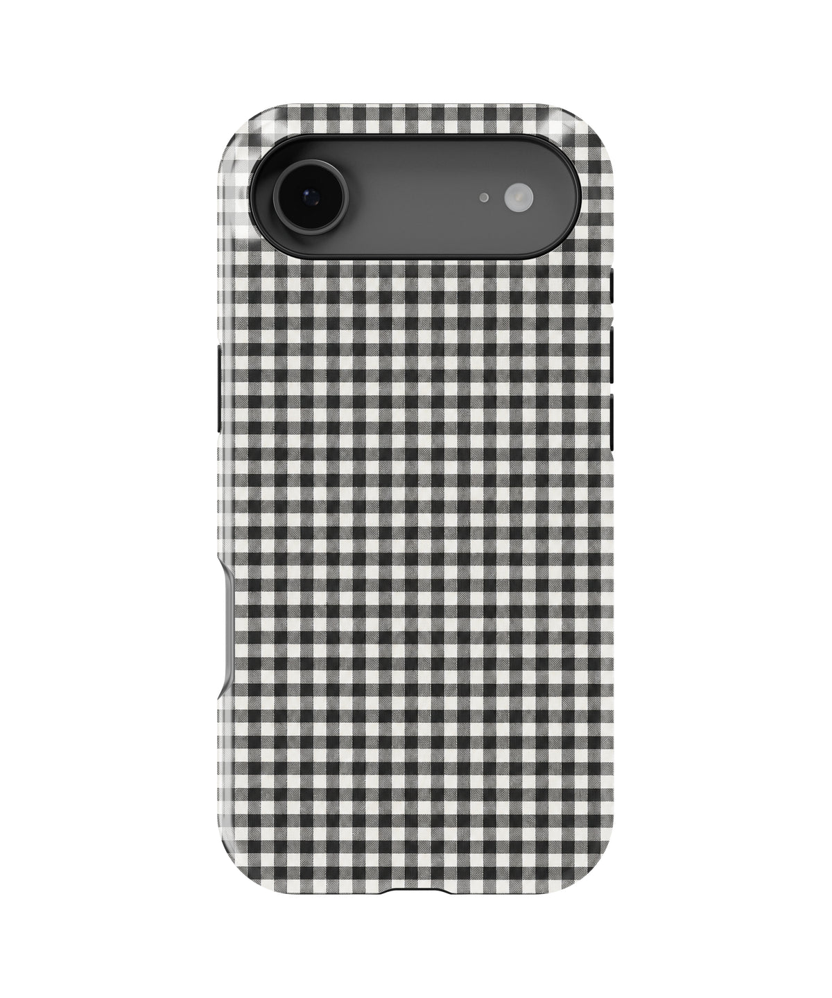 Charcoal Black and White Gingham MagSafe iPhone Tough Case, rear view, iPhone17Air model image group