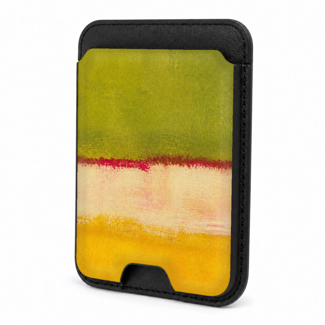 Front view of the Chartreuse Cream Golden Yellow Color Block MagSafe card holder on a white background