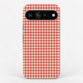 Cherry Red and White Gingham Google Pixel Case - centered back view