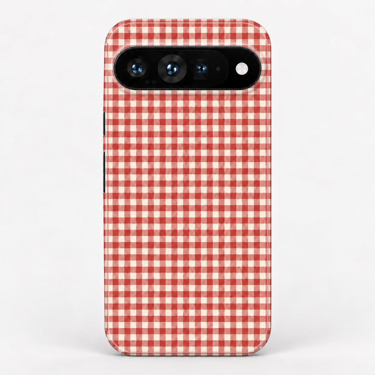 Cherry Red and White Gingham Google Pixel Case - centered back view