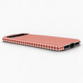 Cherry Red and White Gingham Google Pixel Case - low side view