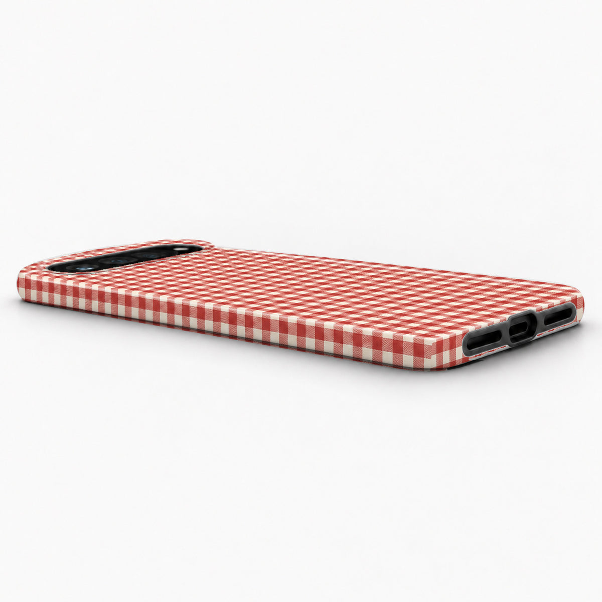 Cherry Red and White Gingham Google Pixel Case - low side view
