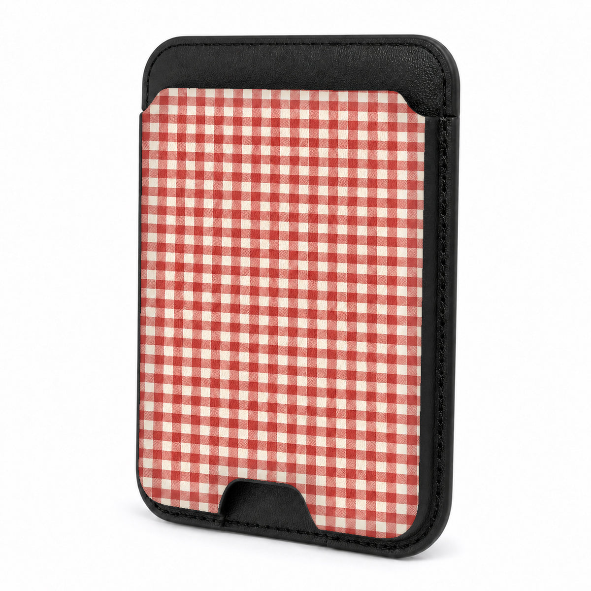 Cherry Red and White Gingham MagSafe Card Holder