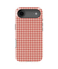 Cherry Red and White Gingham MagSafe iPhone Tough Case, rear view, iPhone17Air model image group