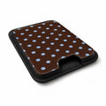 Chocolate Blue Polka Dots MagSafe Card Holder - detail view