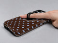 Chocolate Blue Polka Dots MagSafe Loop iPhone Case - grip detail