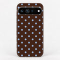 Chocolate Blue Polka Dots Google Pixel Case - back view