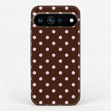 Chocolate Pink Polka Dots Google Pixel Case - back view
