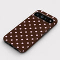 Chocolate Pink Polka Dots Google Pixel Case - flat angle